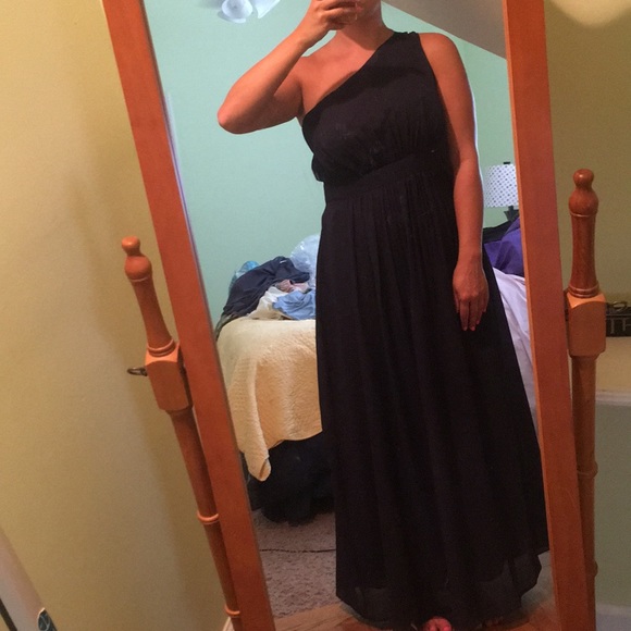 Navy one shoulder maxi - Picture 3 of 6